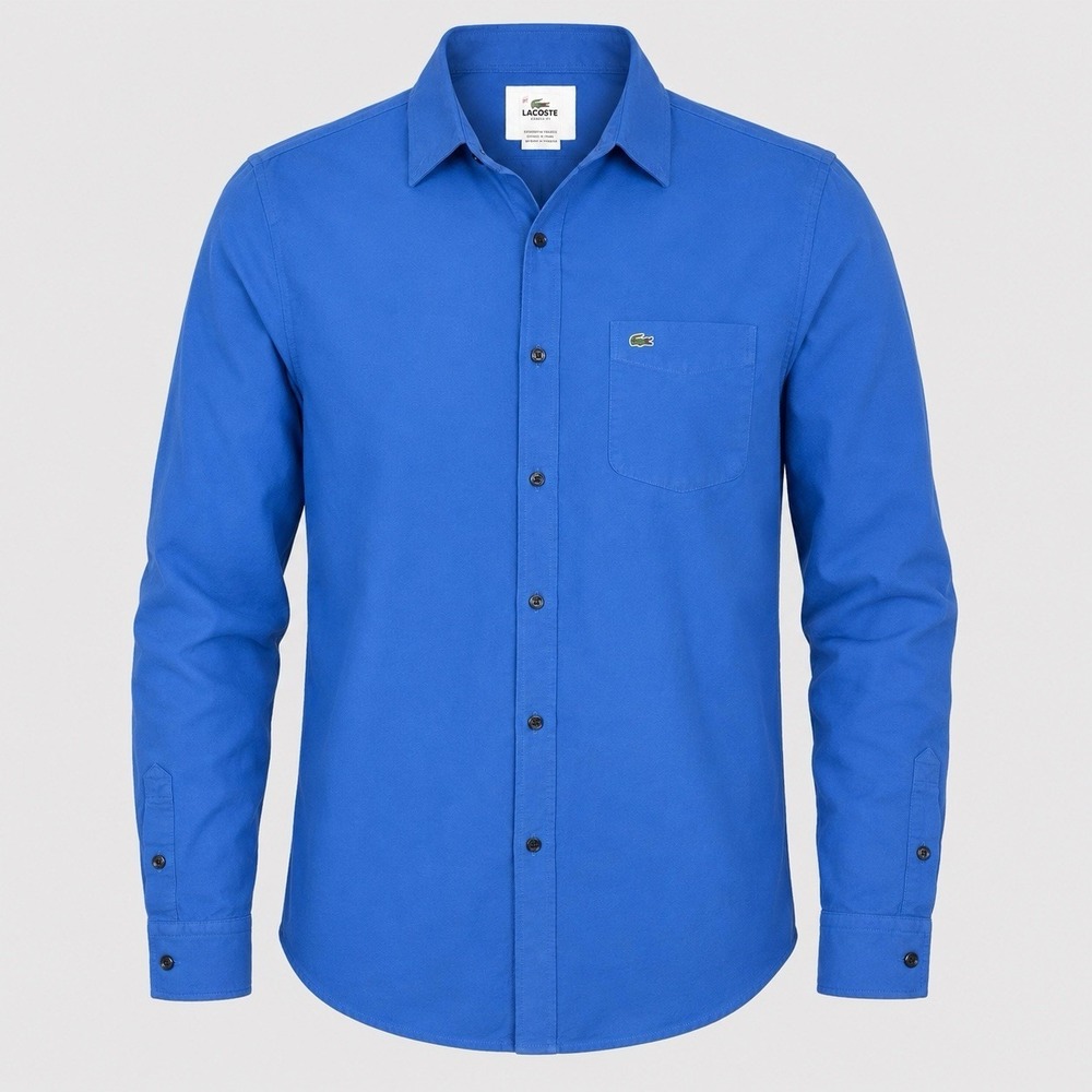 Lacoste Button Down Long Sleeve‎ Shirt Men's Sz 40 (Medium) Cotton Blue Preppy
